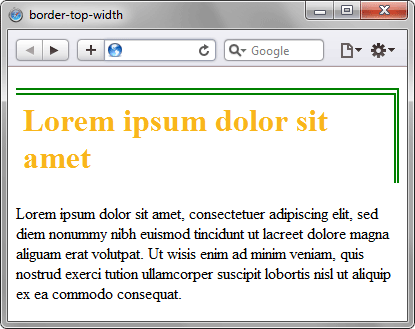 Применение свойства border-top-width