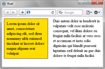Применение свойства float