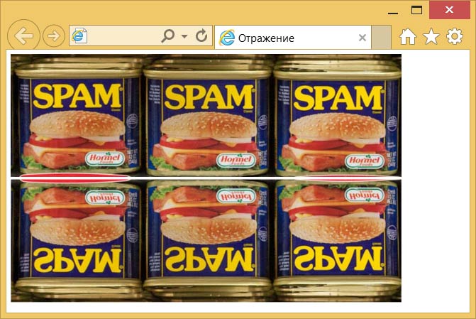 Обычная фотография и отражённая по вертикали