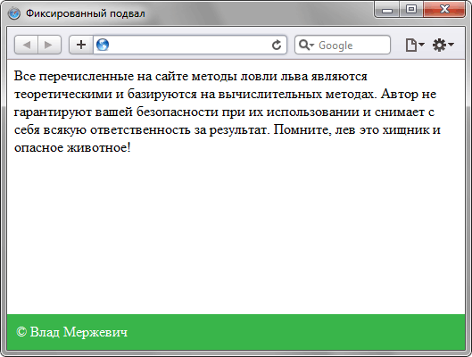 Подвал внизу страницы